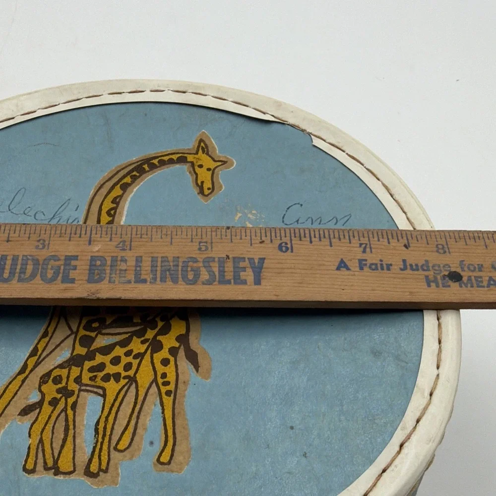 RARE VINTAGE 1960's Child's/Doll's Travel Case Flocked Giraffes